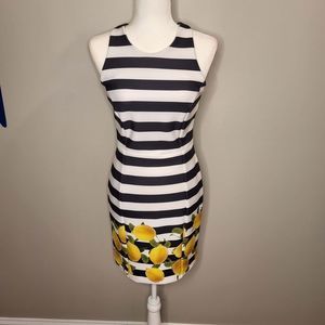 Milly for Design Nation Lemons on Bottom with Black n White Striped Dress Size 4